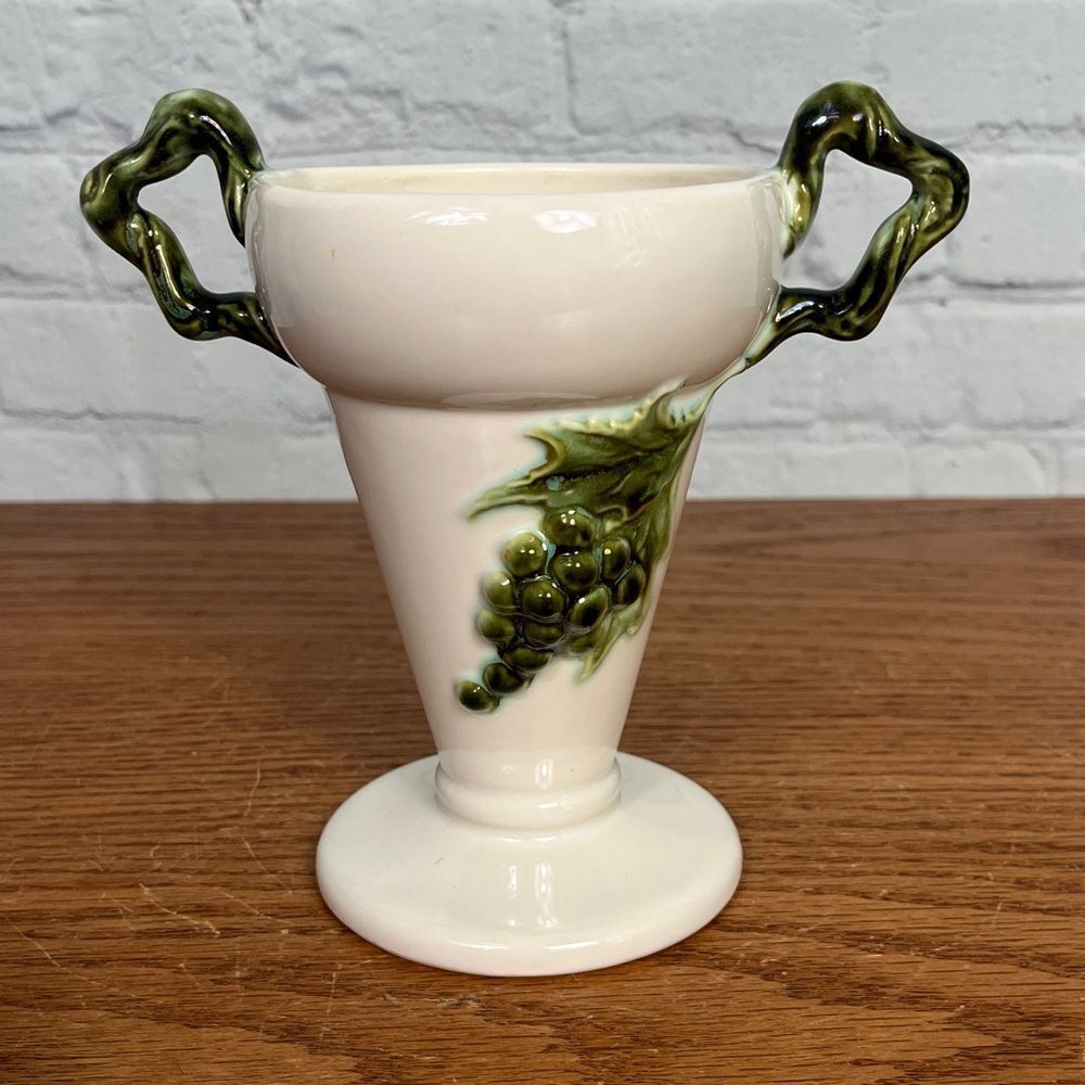 Hull Pottery Vintage Tokay or Tuscany vase or planter grapes & leaves & vines